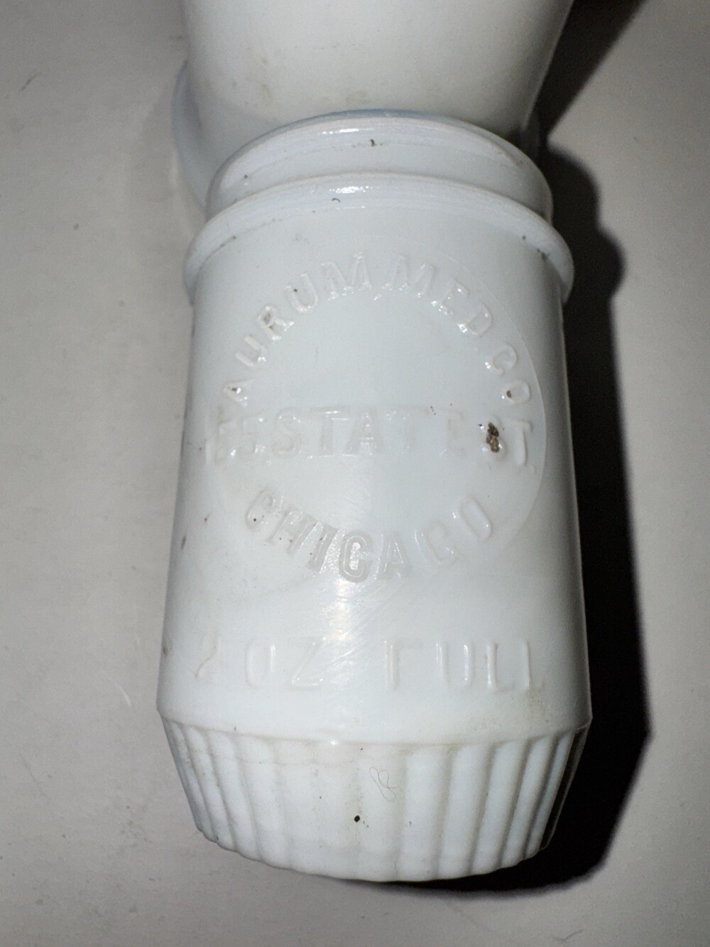 Antique Aurora Mfg Co Chicago Milk Glass Jar Container w Cover Plumbing - Picture 4 of 5